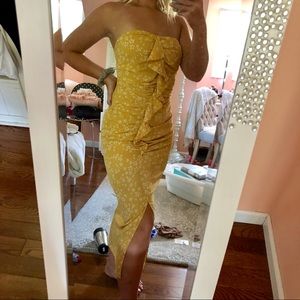 Likely Ali Print Yellow Star Midi Dress